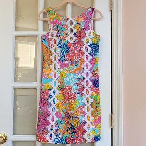 Lilly Pulitzer Floral Lace Detail Front Keyhole Sleeveless Dress Size 4